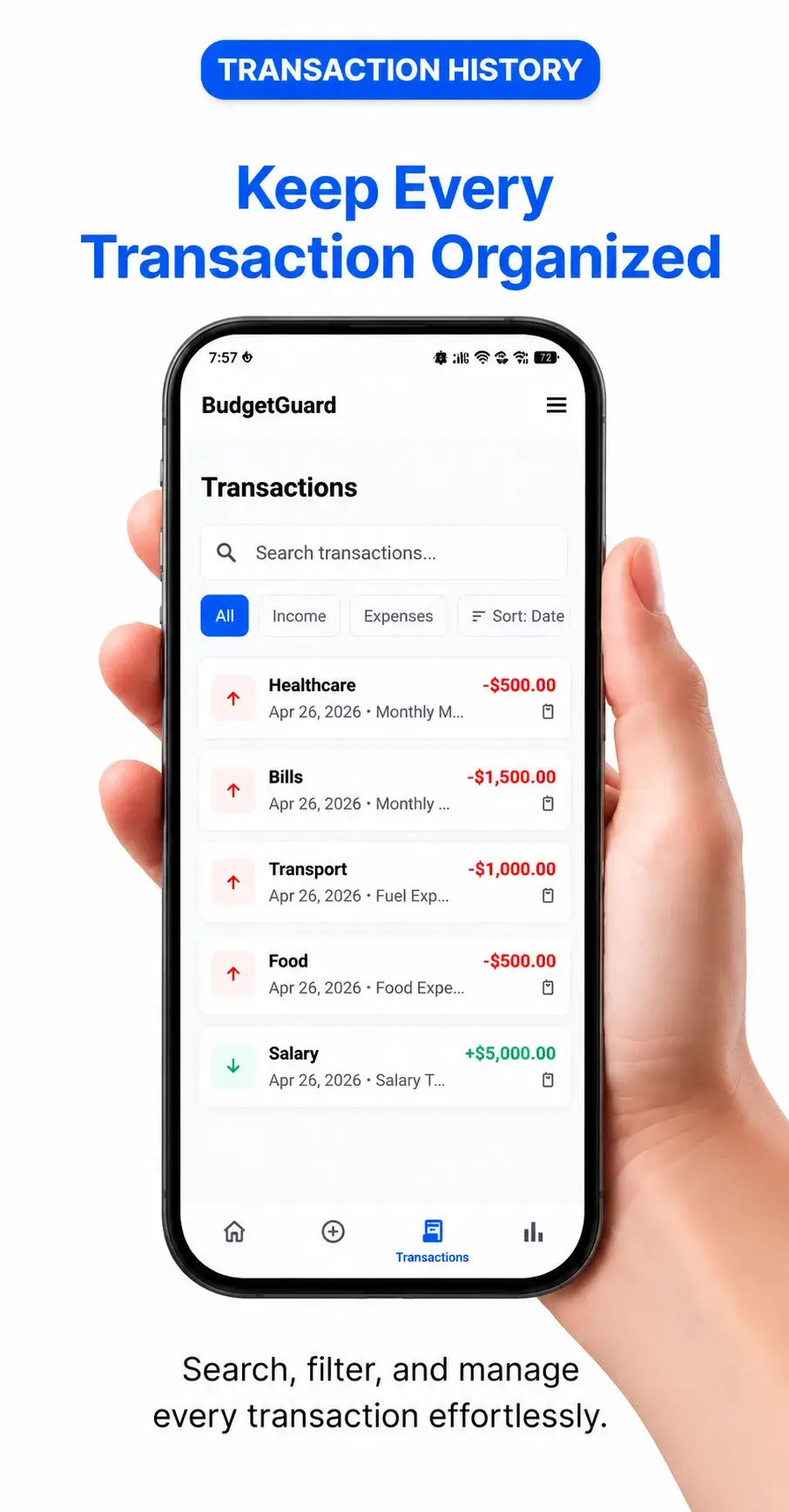 BudgetGuard - Transactions